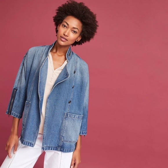 Anthropologie Current/Ellliot Crosby Distressed Denim Jacket Size 2, US M - Picture 1 of 13
